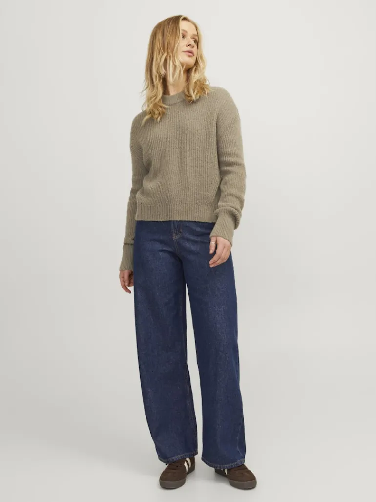 JXEMBER FLUFFY CREW NECK KNIT brindle