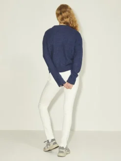 JXEMBER FLUFFY CREW NECK KNIT navy blazer