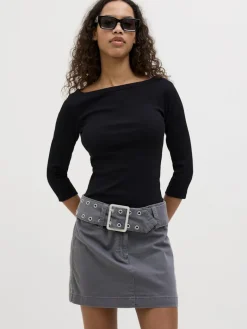 JXFIFI STR 3/4 BOATNECK TOP JRS NOOS black