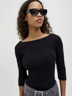 JXFIFI STR 3/4 BOATNECK TOP JRS NOOS black