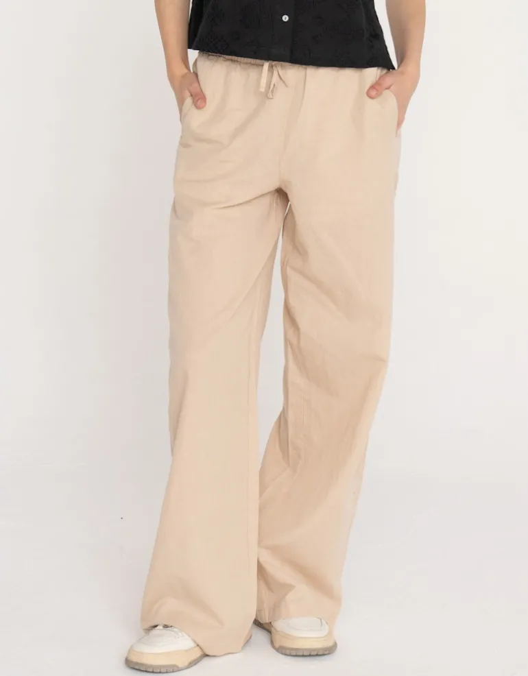 JXFLORA LINEN BLEND MW PANT WVN SN cement