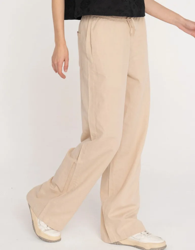 JXFLORA LINEN BLEND MW PANT WVN SN cement