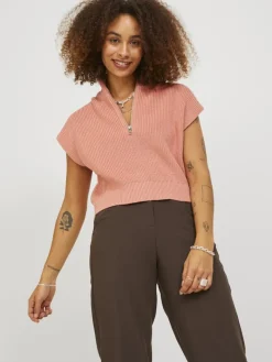 JXFLORENCE TWIST HALF ZIP VEST KNIT SN coral haze
