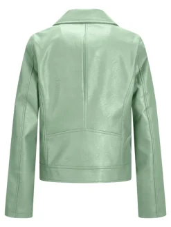 JXGAIL FAUX LEATHER BIKER JACKET NOOS smoke green
