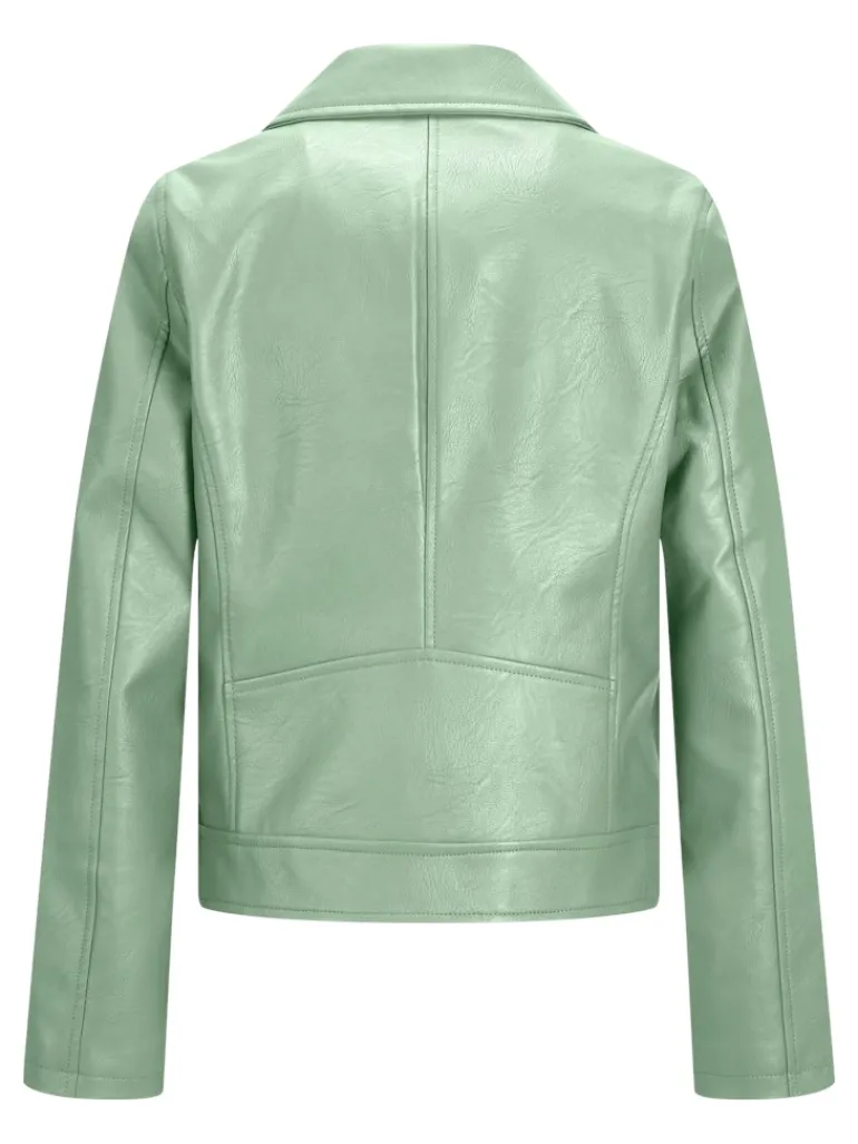JXGAIL FAUX LEATHER BIKER JACKET NOOS smoke green