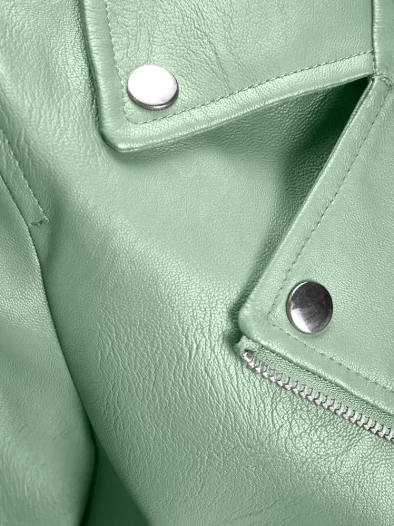 JXGAIL FAUX LEATHER BIKER JACKET NOOS smoke green