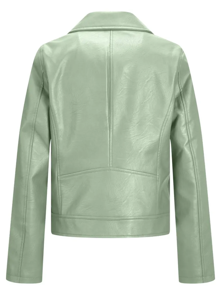 JXGAIL FAUX LEATHER BIKER JACKET NOOS smoke green
