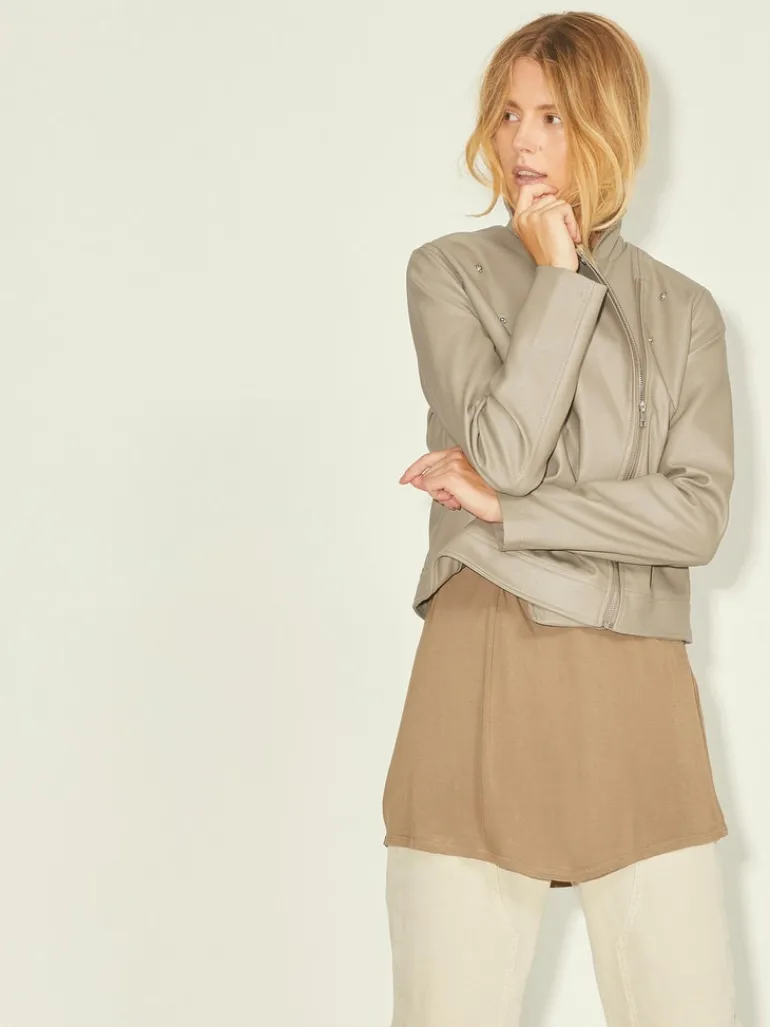 JXGAIL FAUX LEATHER BIKER JACKET NOOS brindle