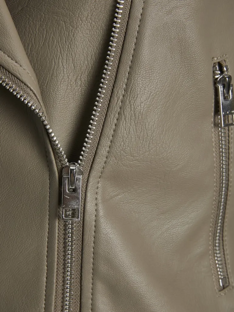 JXGAIL FAUX LEATHER BIKER JACKET NOOS brindle