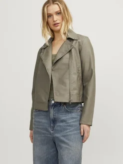 JXGAIL FAUX LEATHER BIKER JACKET NOOS brindle