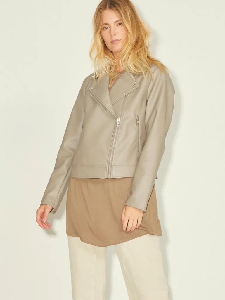 JXGAIL FAUX LEATHER BIKER JACKET NOOS brindle