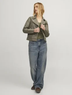 JXGAIL FAUX LEATHER BIKER JACKET NOOS brindle