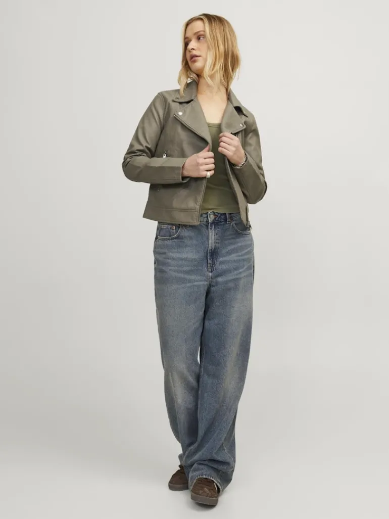 JXGAIL FAUX LEATHER BIKER JACKET NOOS brindle