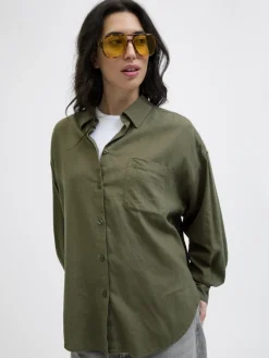 JXJAMIE BREEZE SUMMER LS SHIRT WVN SN dusty olive