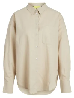 JXJAMIE LS RLX LINEN BLEND SHIRT WVN SN cement