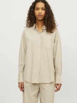 JXJAMIE LS RLX LINEN BLEND SHIRT WVN SN cement