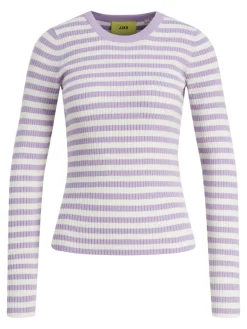 JXJODI TIGHT STRIPE CREW NECK KNIT NOOS lilac breeze