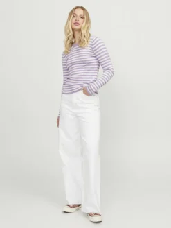 JXJODI TIGHT STRIPE CREW NECK KNIT NOOS lilac breeze