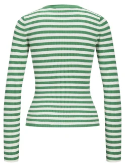 JXJODI TIGHT STRIPE CREW NECK KNIT NOOS medium green