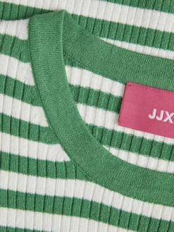 JXJODI TIGHT STRIPE CREW NECK KNIT NOOS medium green