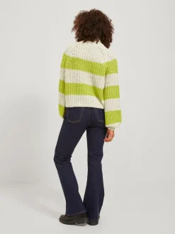 JXKELVY CHUNKY STRIPE HIGH NECK KNIT SN bone white