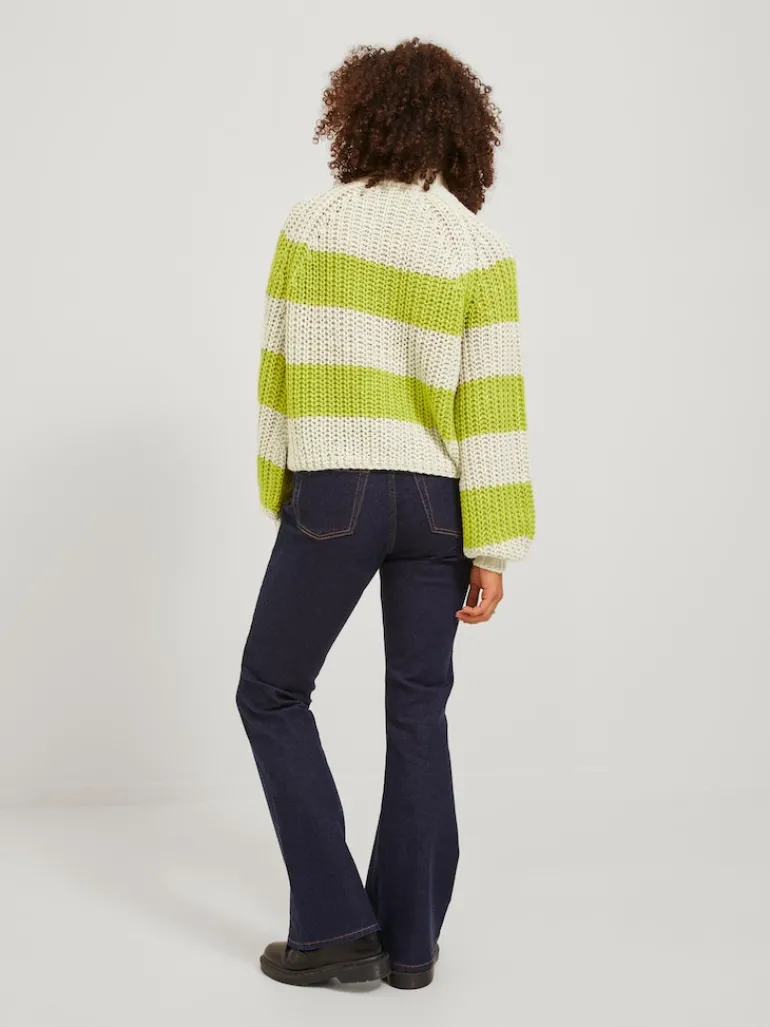 JXKELVY CHUNKY STRIPE HIGH NECK KNIT SN bone white