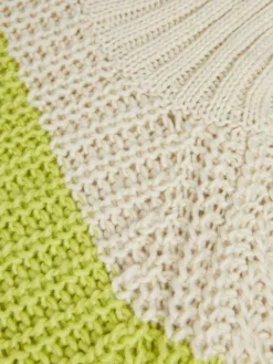 JXKELVY CHUNKY STRIPE HIGH NECK KNIT SN bone white