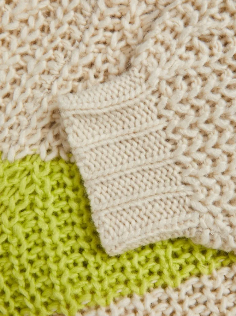 JXKELVY CHUNKY STRIPE HIGH NECK KNIT SN bone white