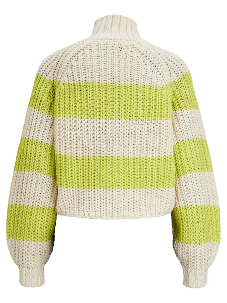 JXKELVY CHUNKY STRIPE HIGH NECK KNIT SN bone white
