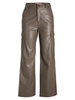 JXKENYA FAUX LEATHER CARGO PANTS morel