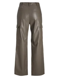 JXKENYA FAUX LEATHER CARGO PANTS morel