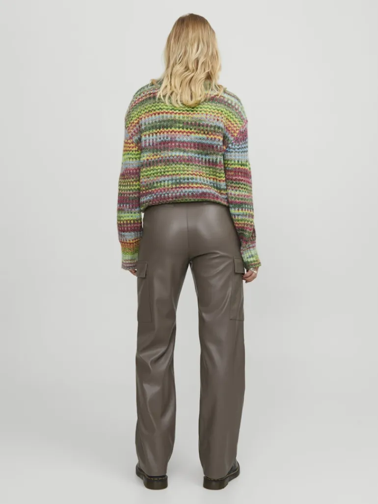 JXKENYA FAUX LEATHER CARGO PANTS morel