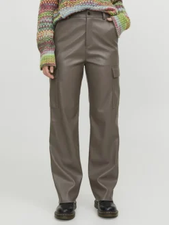 JXKENYA FAUX LEATHER CARGO PANTS morel