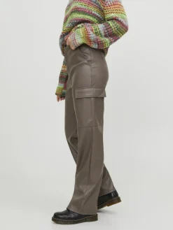 JXKENYA FAUX LEATHER CARGO PANTS morel