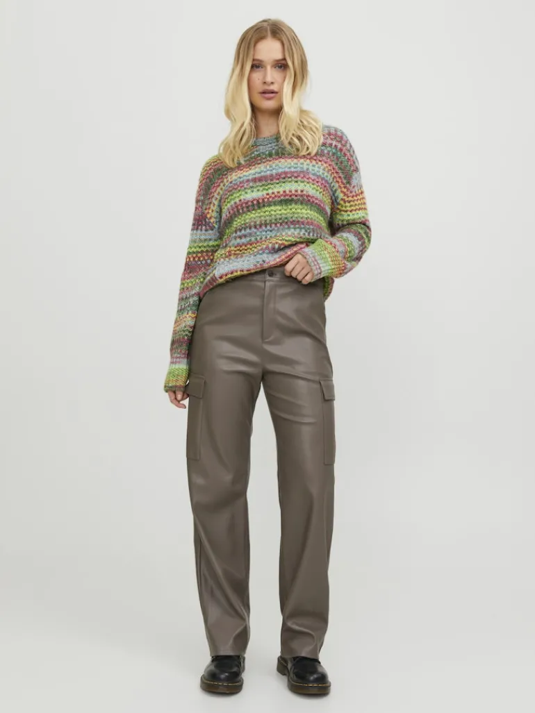 JXKENYA FAUX LEATHER CARGO PANTS morel