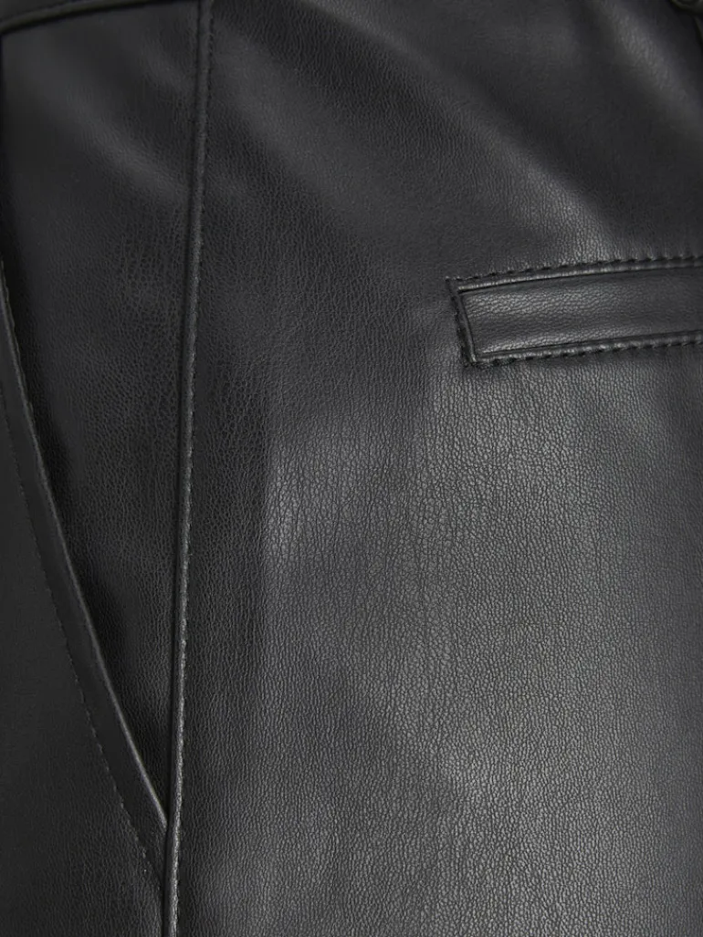 JXKENYA FAUX LEATHER CARGO PANTS black