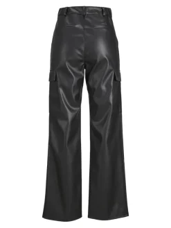 JXKENYA FAUX LEATHER CARGO PANTS black