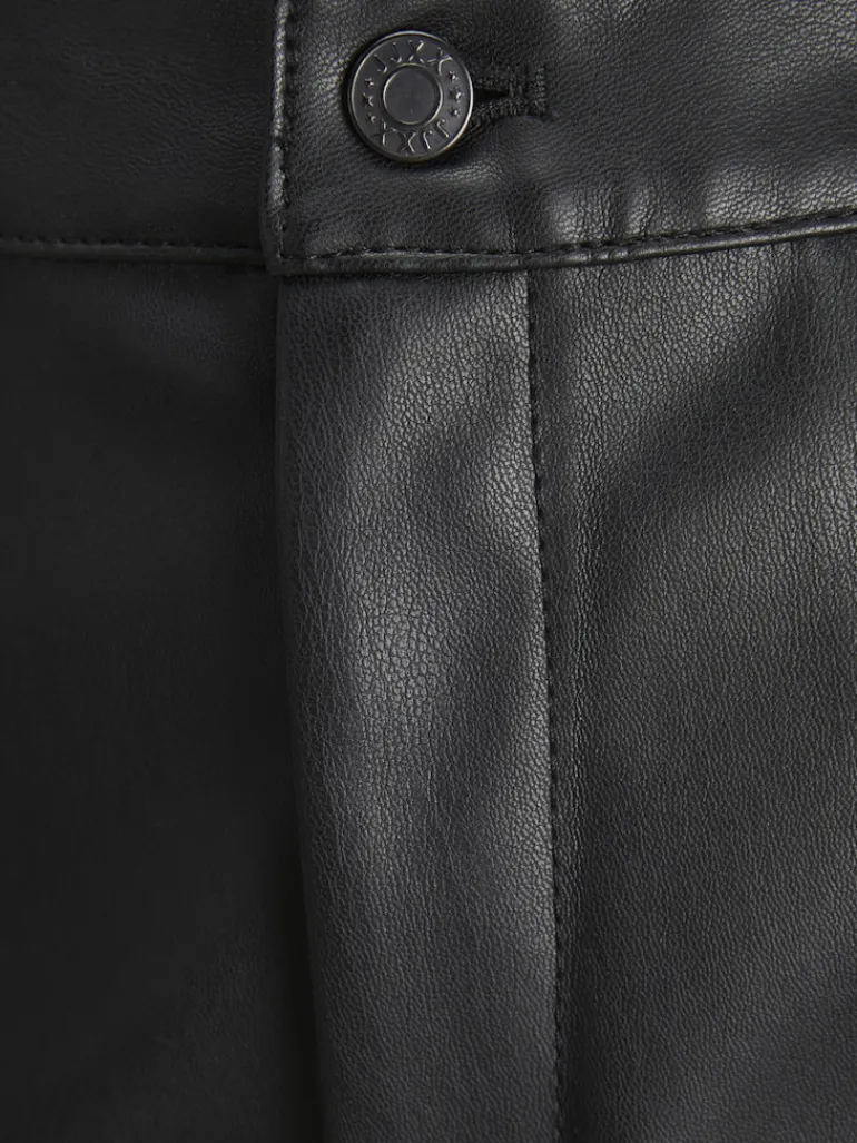 JXKENYA FAUX LEATHER CARGO PANTS black