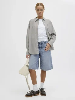 JXLAURA LONG MW DENIM SHORTS DNM SN light blue denim