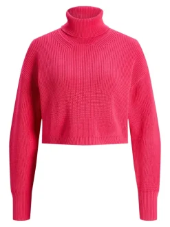 JXLIV TWIST CROP HIGH NECK KNIT raspberry sorbet