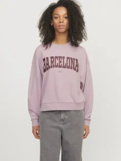 JXMERLE SPRING RLX SHORT LS CREW SWT LN mauve shadows