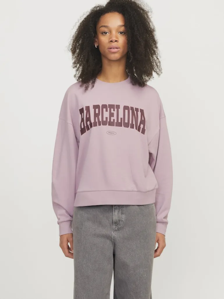 JXMERLE SPRING RLX SHORT LS CREW SWT LN mauve shadows