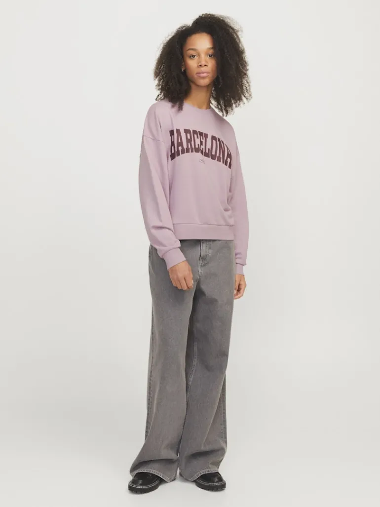 JXMERLE SPRING RLX SHORT LS CREW SWT LN mauve shadows