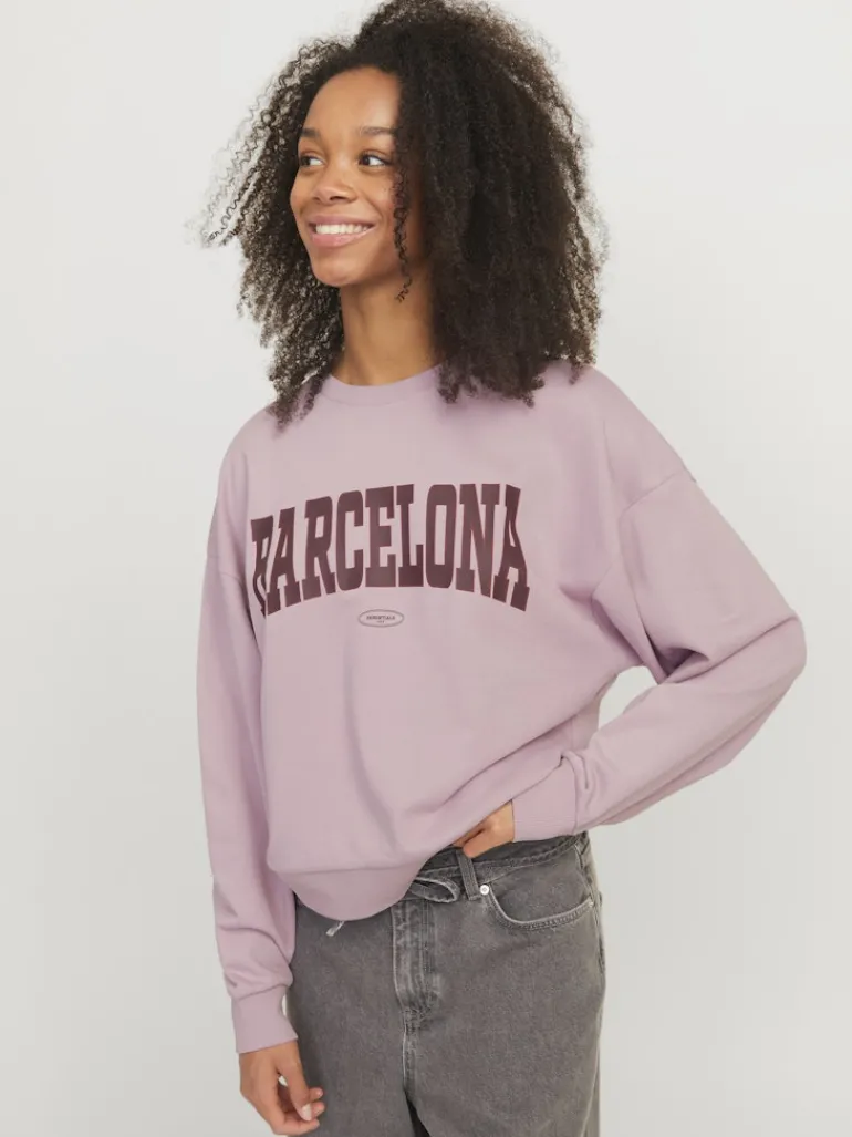 JXMERLE SPRING RLX SHORT LS CREW SWT LN mauve shadows