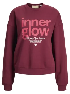 JXMIMI RLX LS PRINT CREW SWT cabernet