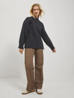 JXSIANA TWIST HIGH NECK KNIT NOOS black