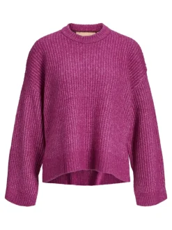 JXSIGGA DIVERSE CREW NECK KNIT SN fuchsia red