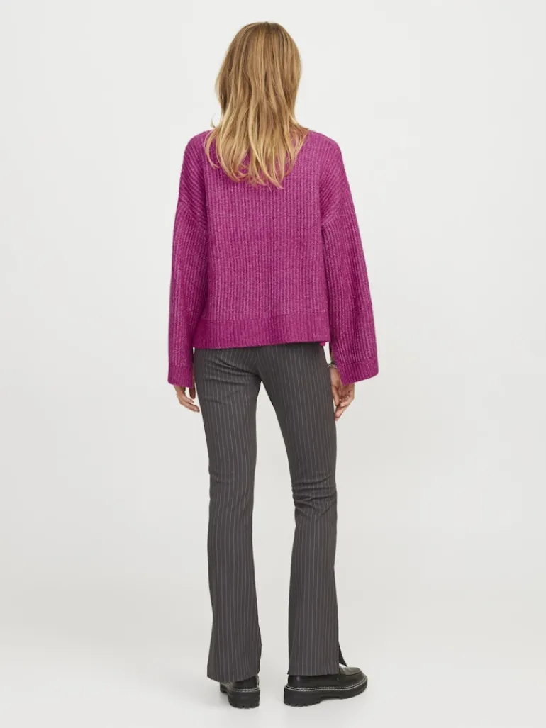 JXSIGGA DIVERSE CREW NECK KNIT SN fuchsia red
