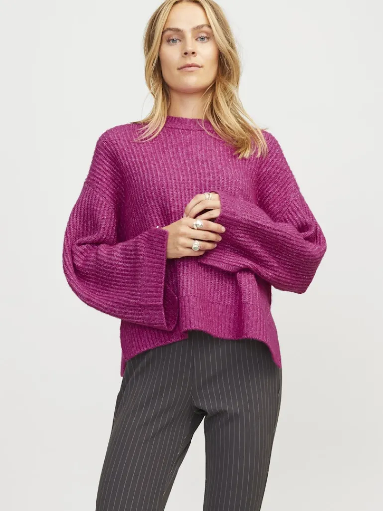 JXSIGGA DIVERSE CREW NECK KNIT SN fuchsia red