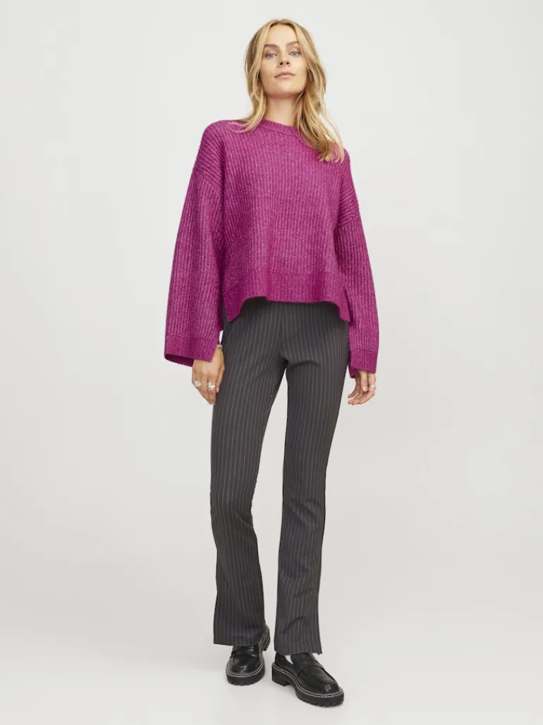 JXSIGGA DIVERSE CREW NECK KNIT SN fuchsia red